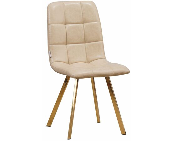 Стул LUCAS экокожа бежеый, каркас квадрат золото | Интернет магазин мебели и декора LifeDekor