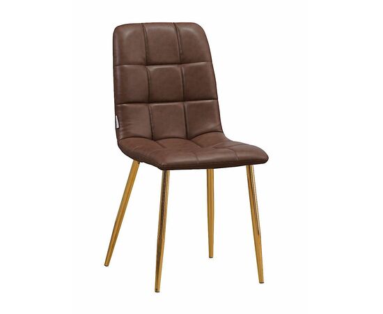 Стул LUCAS экокожа коричневый, каркас круглый золото | Интернет магазин мебели и декора LifeDekor