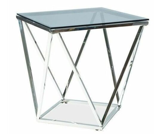 Столик журнальный CELESTE прозрачное стекло 50*50*55, каркас хром, изображение 2 | Интернет магазин мебели и декора LifeDekor