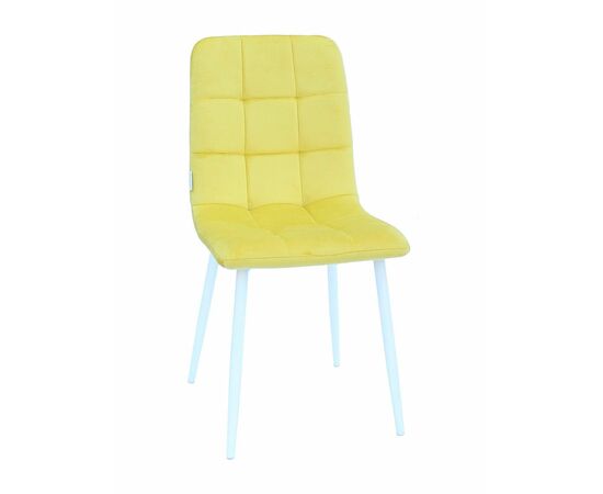 Стул LUCAS велюр желтый, каркас круглый белый | Интернет магазин мебели и декора LifeDekor