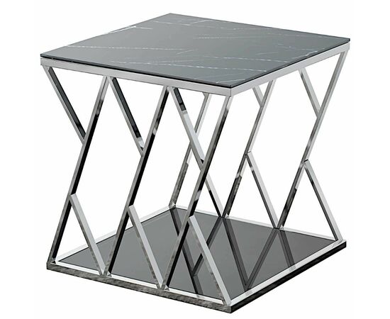 Столик журнальный TALISMAN тонированное стекло 55*55*55, каркас серебро | Интернет магазин мебели и декора LifeDekor