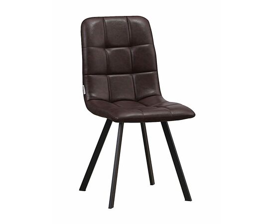 Стул LUCAS экокожа темно-коричневый, каркас квадрат черный | Интернет магазин мебели и декора LifeDekor