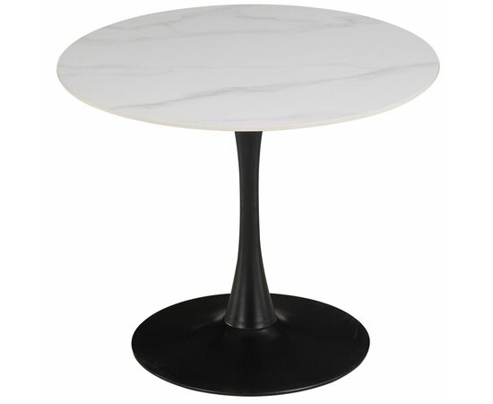 Стол керамический ARIEL-2K SQT-2K белый D90, каркас черный | Интернет магазин мебели и декора LifeDekor