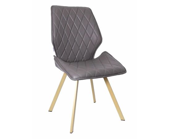 Стул OSTIN 360 экокожа серый, каркас квадрат шампань | Интернет магазин мебели и декора LifeDekor