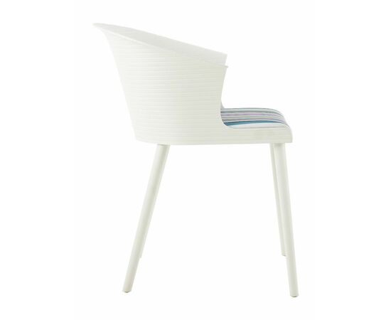 Стул пластиковый MALTA белый с подушкой цветные полосы, изображение 4 | Интернет магазин мебели и декора LifeDekor