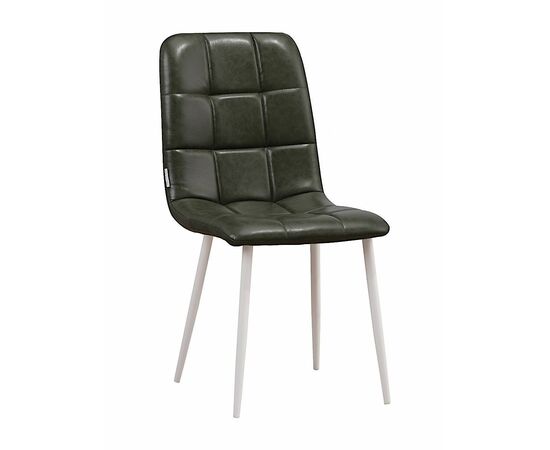 Стул LUCAS экокожа зеленый, каркас круглый белый | Интернет магазин мебели и декора LifeDekor