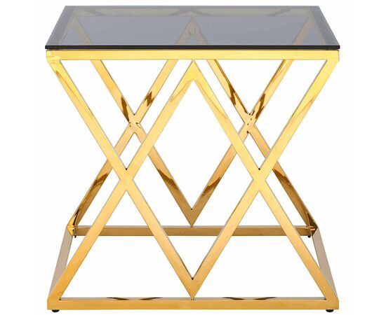 Столик журнальный LIVIA тонированное стекло 55*55*55, каркас золото | Интернет магазин мебели и декора LifeDekor
