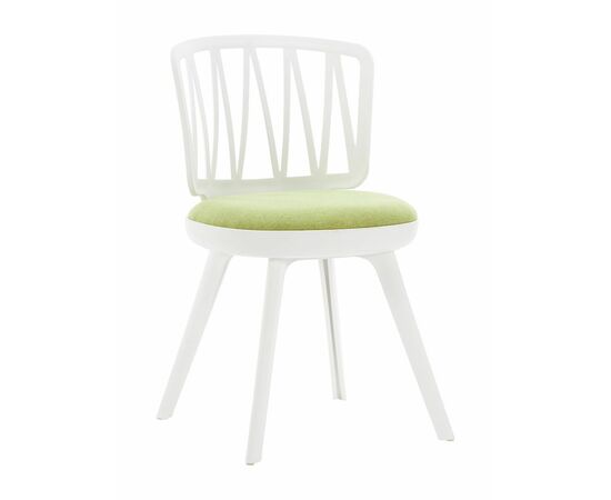 Стул пластиковый VIOLA белый с зеленой подушкой | Интернет магазин мебели и декора LifeDekor