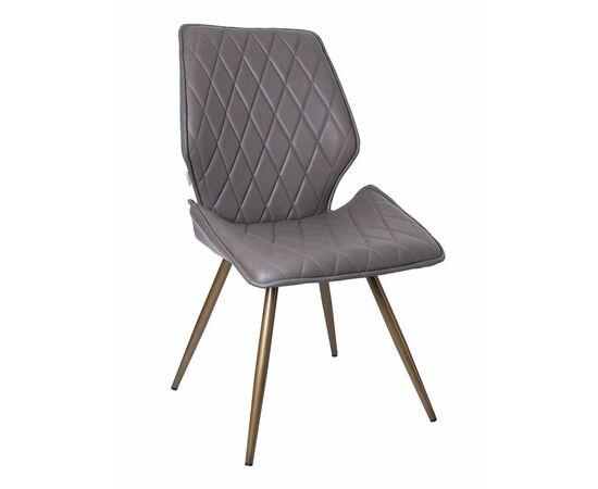 Стул OSTIN 360 экокожа серый, каркас круглый бронза | Интернет магазин мебели и декора LifeDekor