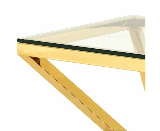 Столик журнальный SABINE прозрачное стекло 55*55*55, каркас золото, изображение 3 | Интернет магазин мебели и декора LifeDekor