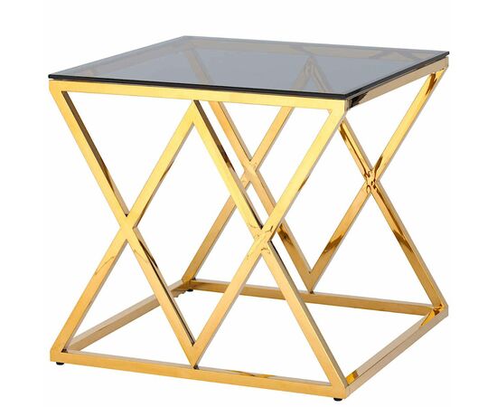 Столик журнальный LIVIA тонированное стекло 55*55*55, каркас золото, изображение 2 | Интернет магазин мебели и декора LifeDekor