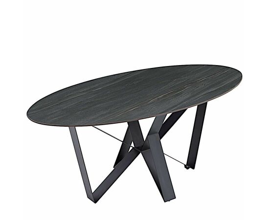 Стол керамический COSMO AustriIia sand black 180*90*75, каркас черный, изображение 3 | Интернет магазин мебели и декора LifeDekor