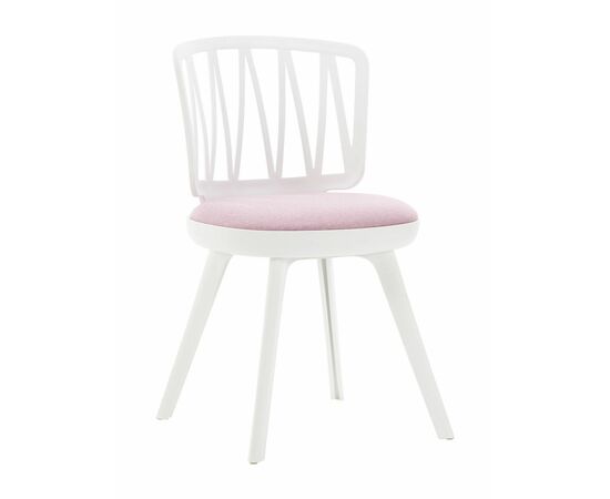 Стул пластиковый VIOLA белый с розовой подушкой | Интернет магазин мебели и декора LifeDekor