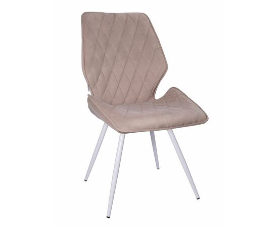 Стул OSTIN велюр серо-бежевый, каркас круглый белый | Интернет магазин мебели и декора LifeDekor