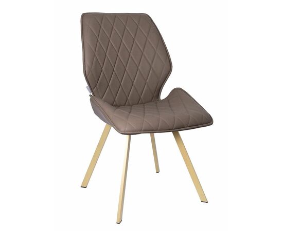 Стул OSTIN 360 экокожа темно-бежевый, каркас квадрат шампань | Интернет магазин мебели и декора LifeDekor