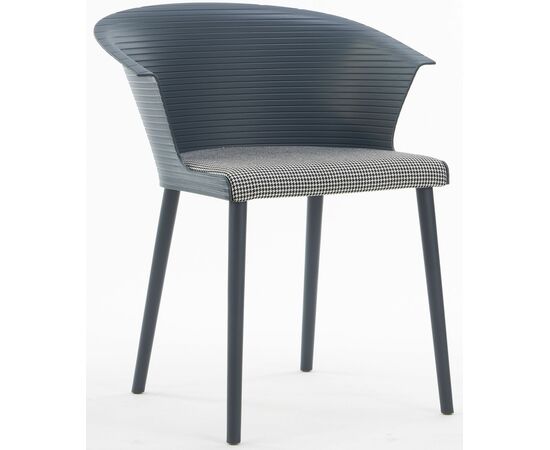 Стул пластиковый MALTA серый с подушкой гусиные лапки | Интернет магазин мебели и декора LifeDekor