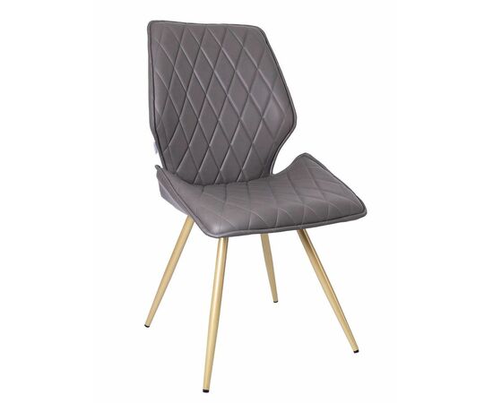 Стул OSTIN 360 экокожа серый, каркас круглый шампань | Интернет магазин мебели и декора LifeDekor