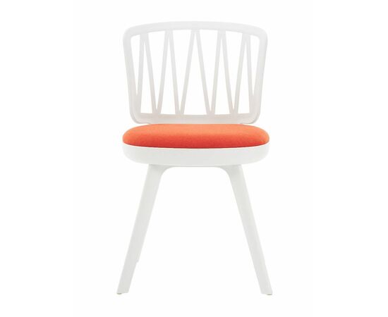 Стул пластиковый VIOLA белый с оранжевой подушкой, изображение 6 | Интернет магазин мебели и декора LifeDekor