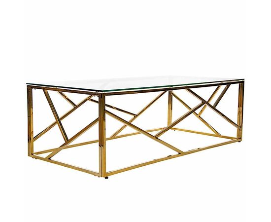 Столик журнальный ELSA тонированное стекло 120*60*40, каркас золото, изображение 2 | Интернет магазин мебели и декора LifeDekor