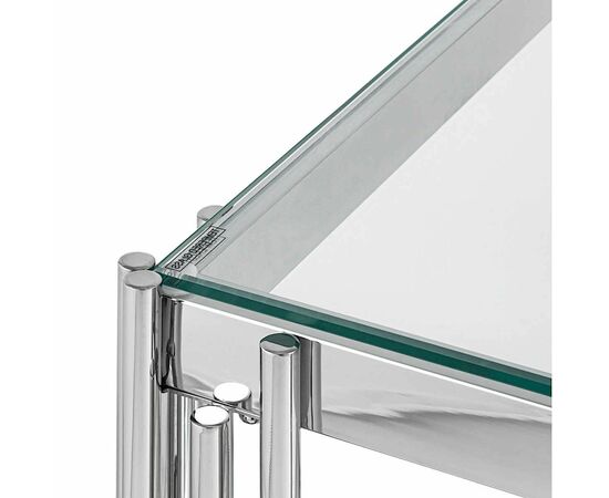 Столик журнальный CONTI прозрачное стекло 55*55*55, каркас серебро, изображение 4 | Интернет магазин мебели и декора LifeDekor