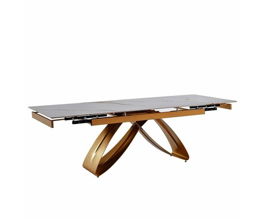 Стол керамический KENIA Kass gold 160-240/90*76, каркас шампань | Интернет магазин мебели и декора LifeDekor