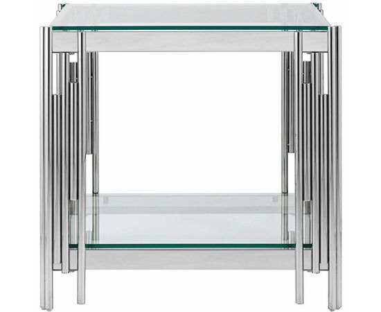 Столик журнальный CONTI прозрачное стекло 55*55*55, каркас серебро, изображение 5 | Интернет магазин мебели и декора LifeDekor