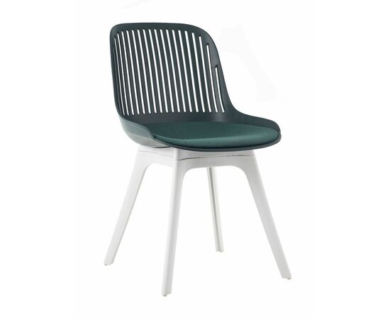 Стул пластиковый GRACE SOFT темно-зеленый / ноги белые | Интернет магазин мебели и декора LifeDekor