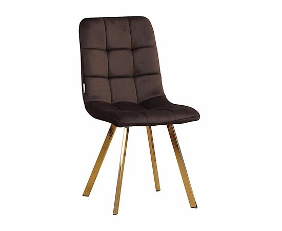 Стул LUCAS велюр шоколад, каркас квадрат золото | Интернет магазин мебели и декора LifeDekor