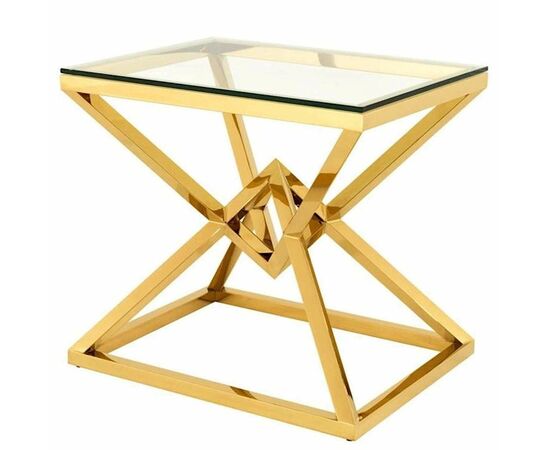 Столик журнальный SABINE прозрачное стекло 55*55*55, каркас золото | Интернет магазин мебели и декора LifeDekor