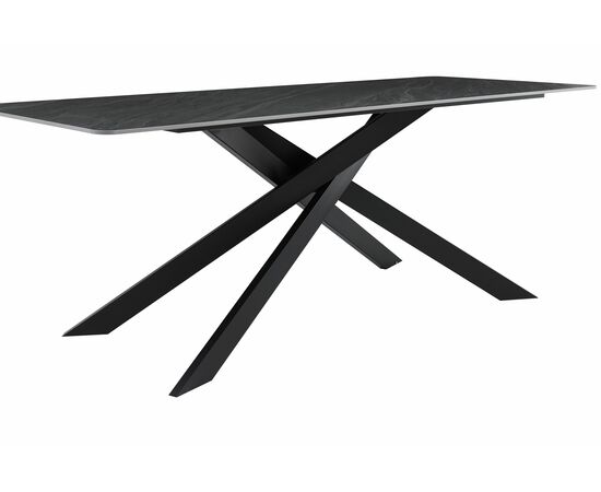 Стол керамический MERLIN Austrilia sand black 200*80*76, каркас черный, изображение 2 | Интернет магазин мебели и декора LifeDekor