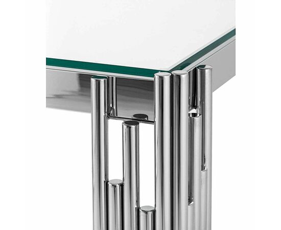 Столик журнальный CONTI прозрачное стекло 55*55*55, каркас серебро, изображение 3 | Интернет магазин мебели и декора LifeDekor