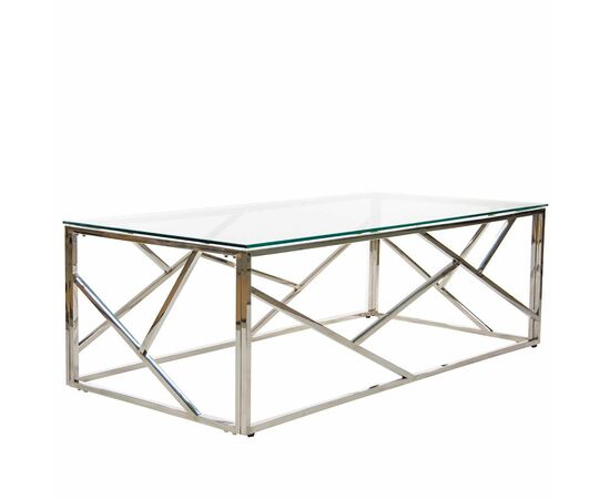 Столик журнальный ELSA стекло 120*60*40, каркас хром | Интернет магазин мебели и декора LifeDekor