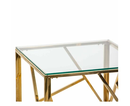 Столик журнальный ELSA прозрачное стекло 55*55*55, каркас золото, изображение 3 | Интернет магазин мебели и декора LifeDekor