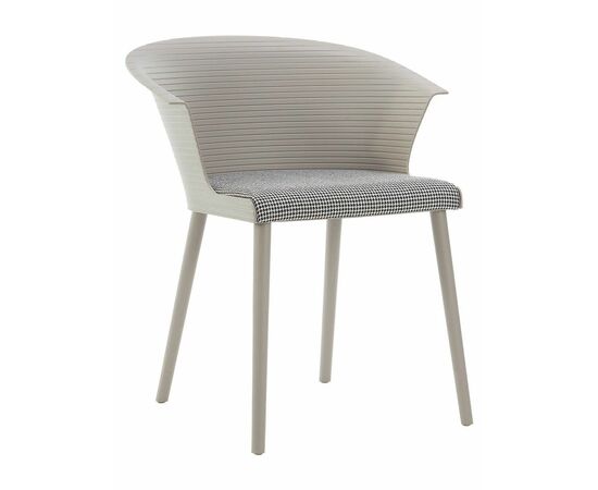 Стул пластиковый MALTA бежевый с подушкой гусиные лапки | Интернет магазин мебели и декора LifeDekor