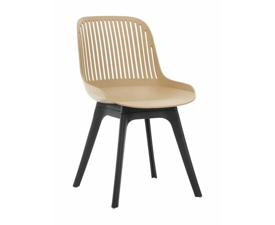 Стул пластиковый GRACE бежевый / ноги черные | Интернет магазин мебели и декора LifeDekor