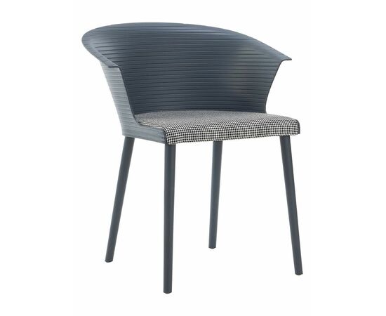 Стул пластиковый MALTA серый с подушкой гусиные лапки, изображение 2 | Интернет магазин мебели и декора LifeDekor