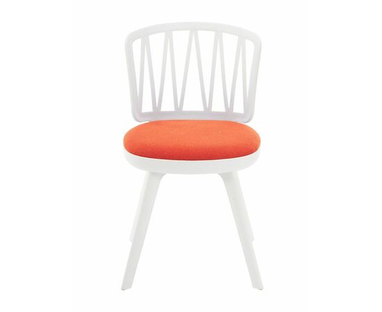 Стул пластиковый VIOLA белый с оранжевой подушкой, изображение 5 | Интернет магазин мебели и декора LifeDekor