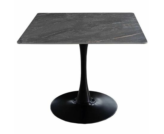 Стол керамический ARIEL-3K SQT-3K мрамор серый 90*90, каркас черный, изображение 4 | Интернет магазин мебели и декора LifeDekor