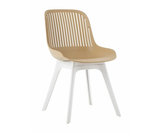 Стул пластиковый GRACE бежевый / ноги белые | Интернет магазин мебели и декора LifeDekor