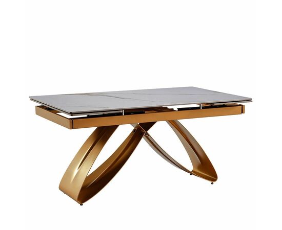 Стол керамический KENIA Kass gold 160-240/90*76, каркас шампань, изображение 2 | Интернет магазин мебели и декора LifeDekor