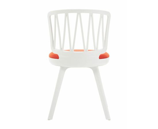 Стул пластиковый VIOLA белый с оранжевой подушкой, изображение 2 | Интернет магазин мебели и декора LifeDekor