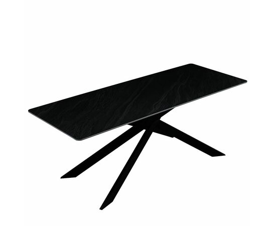Стол керамический MERLIN Austrilia sand black 200*80*76, каркас черный, изображение 4 | Интернет магазин мебели и декора LifeDekor