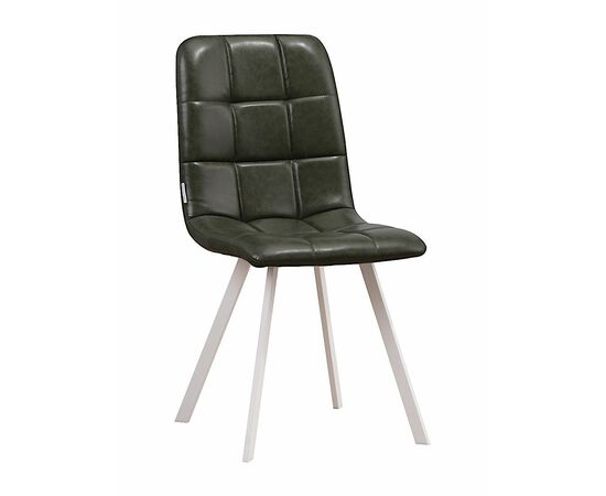 Стул LUCAS экокожа зеленый, каркас квадрат белый | Интернет магазин мебели и декора LifeDekor