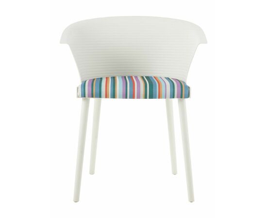 Стул пластиковый MALTA белый с подушкой цветные полосы, изображение 6 | Интернет магазин мебели и декора LifeDekor
