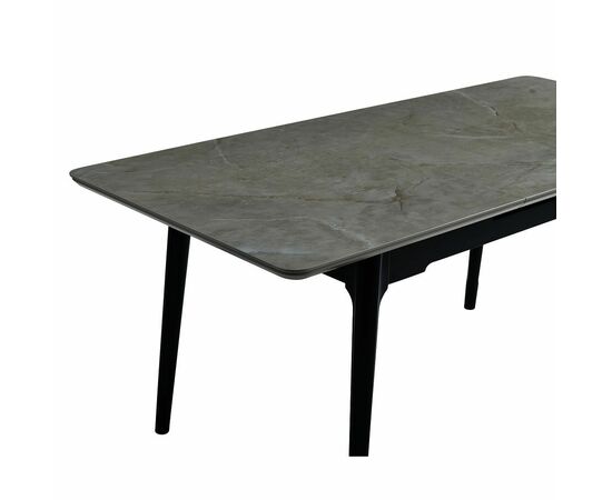 Стол керамический BARCELONA Cardo grey 140-180/80*76, каркас черный, изображение 7 | Интернет магазин мебели и декора LifeDekor