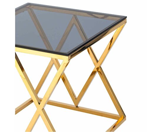 Столик журнальный LIVIA тонированное стекло 55*55*55, каркас золото, изображение 3 | Интернет магазин мебели и декора LifeDekor