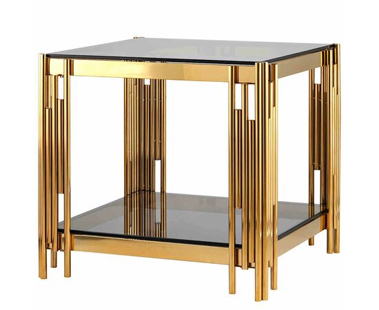 Столик журнальный CONTI тонированное стекло 55*55*55, каркас золото | Интернет магазин мебели и декора LifeDekor