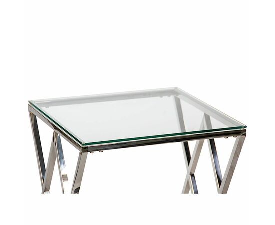 Столик журнальный LIVIA прозрачное стекло 55*55*55, каркас серебро, изображение 4 | Интернет магазин мебели и декора LifeDekor