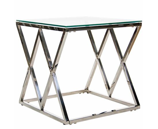 Столик журнальный LIVIA прозрачное стекло 55*55*55, каркас серебро, изображение 6 | Интернет магазин мебели и декора LifeDekor