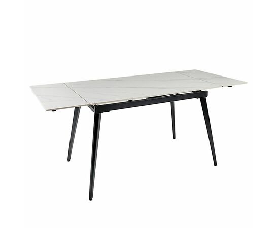 Стол керамический DENVER  WHITE MARBLE MATT 120, каркас черный | Интернет магазин мебели и декора LifeDekor
